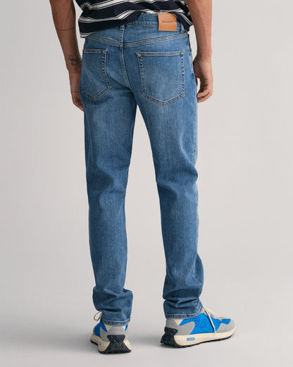Men's Slim Fit Jeans - MID BLUE WORN IN