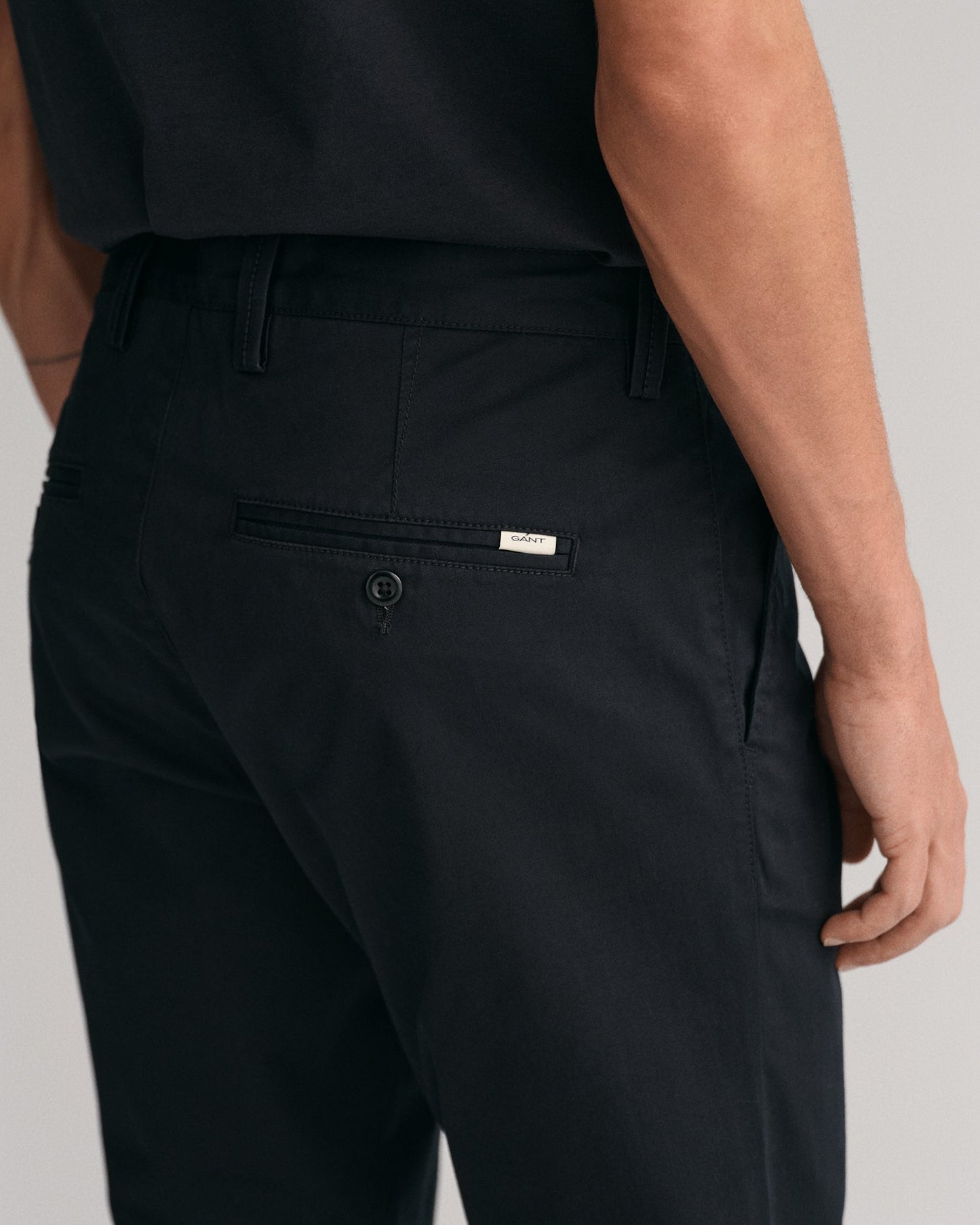 Pantalon chino slim en sergé pour homme - NOIR 