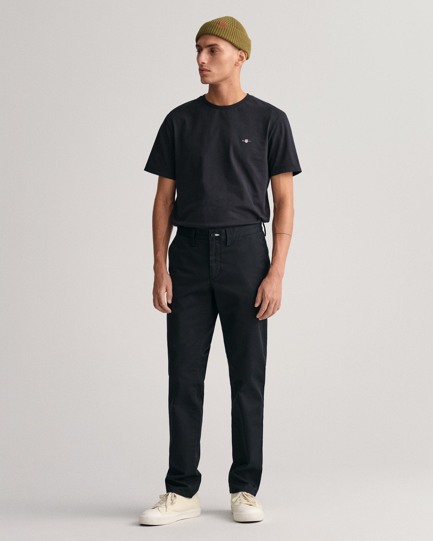 Pantalon chino slim en sergé pour homme - NOIR 