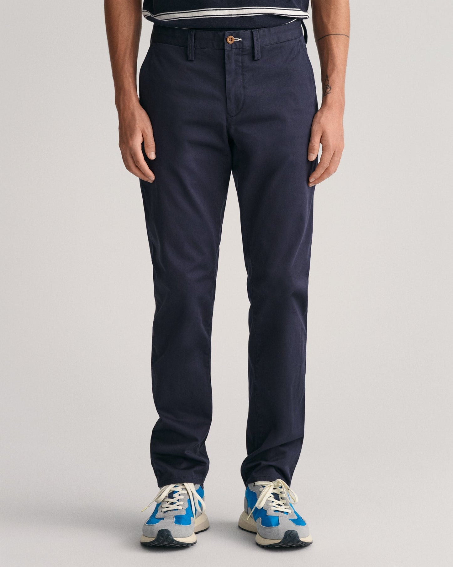Pantalon chino slim en sergé pour homme - MARINE 
