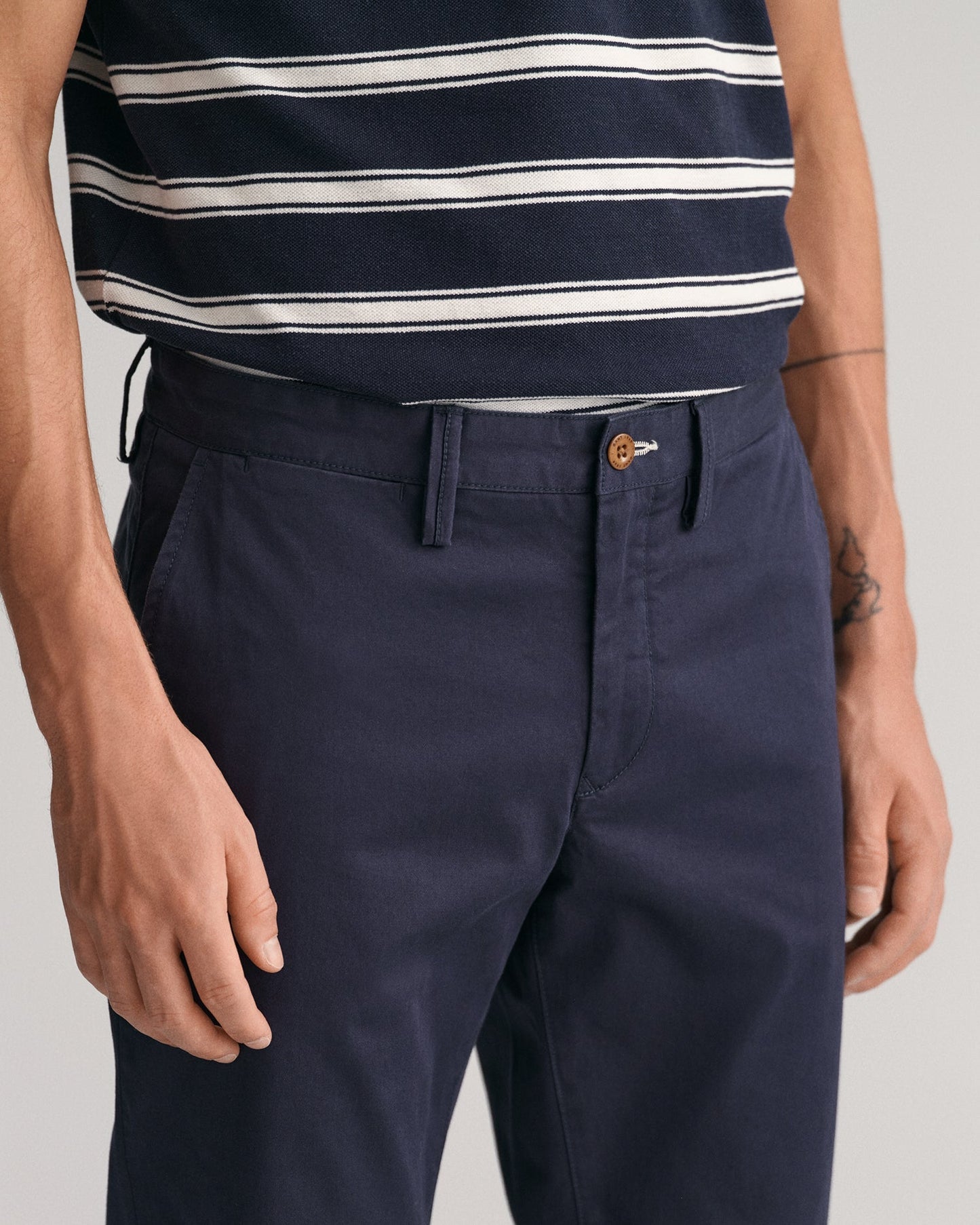 Pantalon chino slim en sergé pour homme - MARINE 