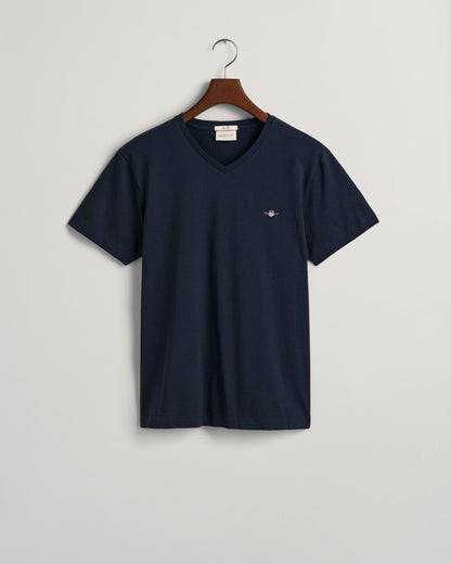 Men's Slim Fit Shield V-Neck T-Shirt - EVENING BLUE