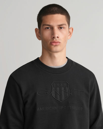 Sweat-shirt ras du cou Tonal Shield pour homme - NOIR 
