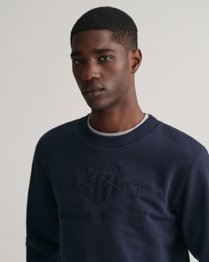 Sweat-shirt ras du cou Tonal Shield pour homme - BLEU SOIR 