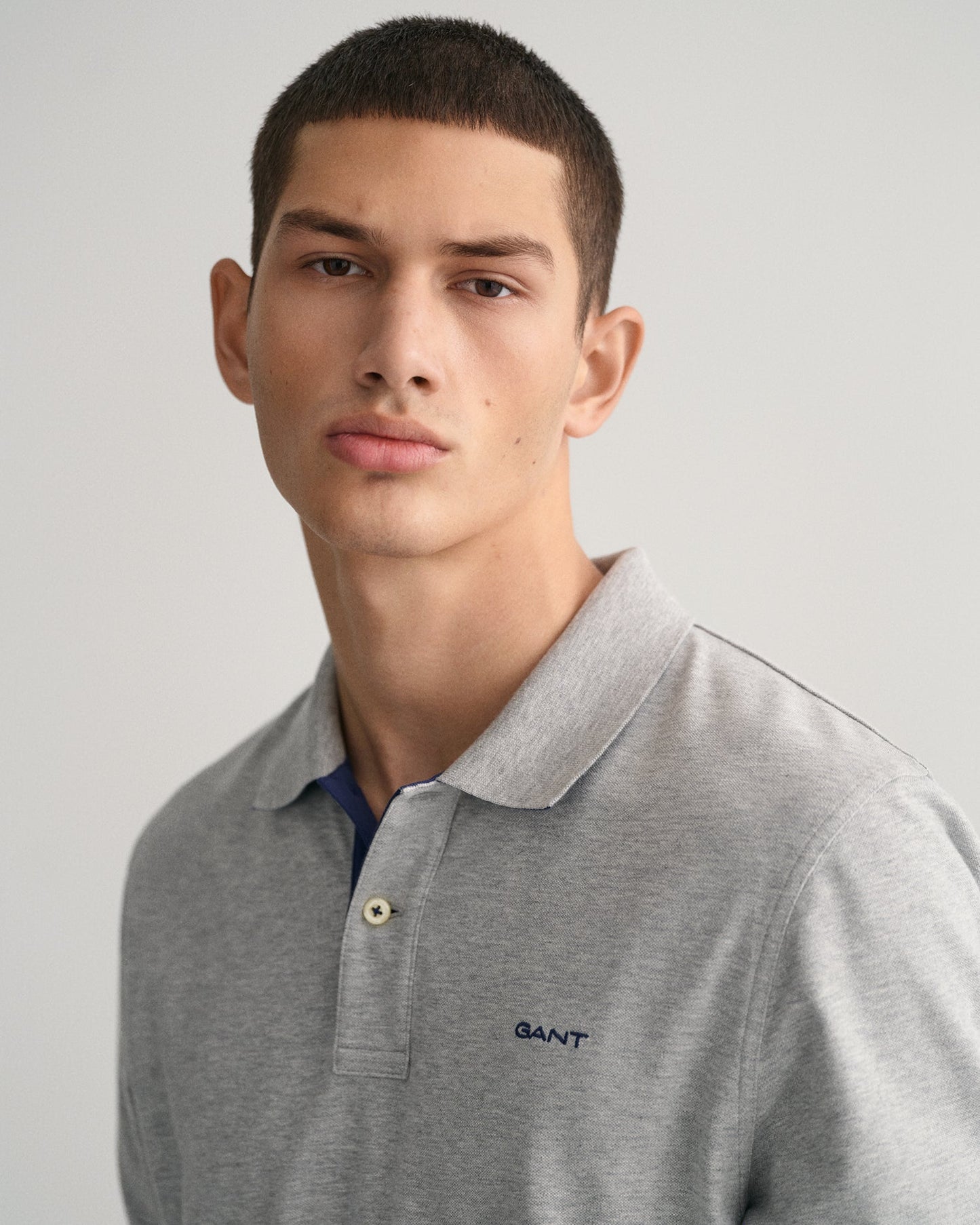 Polo Homme Piqué Contrasté GRIS MELANGE 