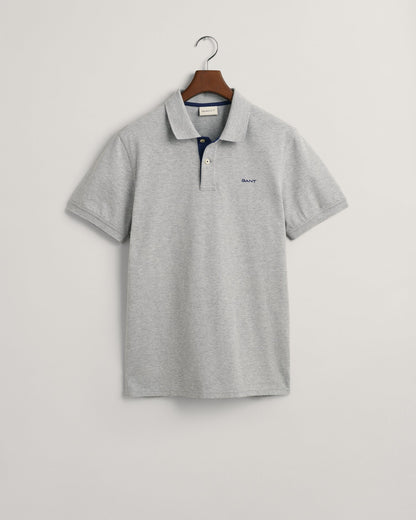 Polo Homme Piqué Contrasté GRIS MELANGE 