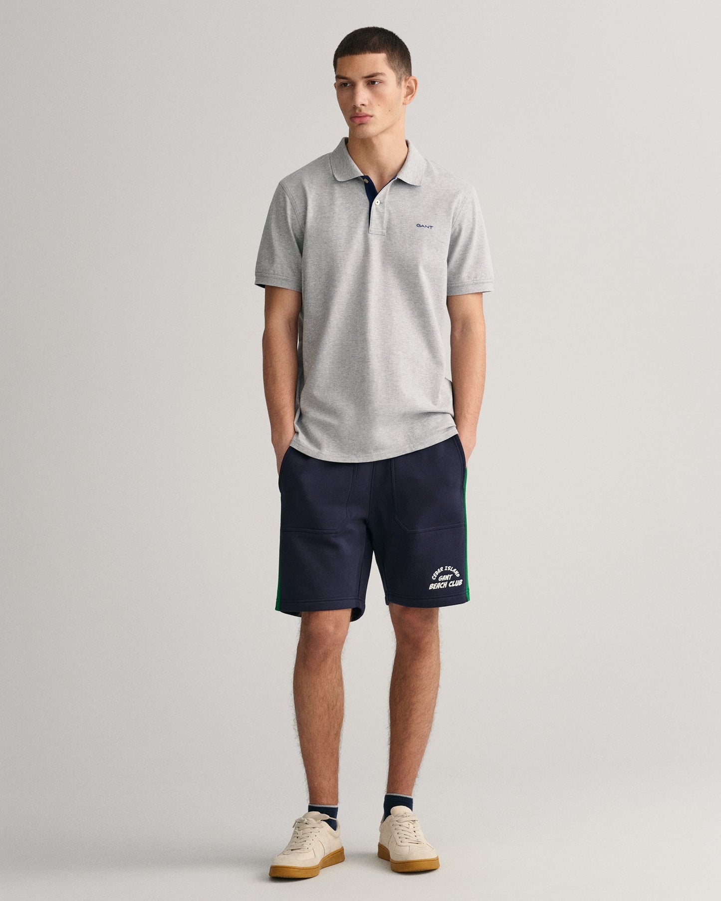 Polo Homme Piqué Contrasté GRIS MELANGE 
