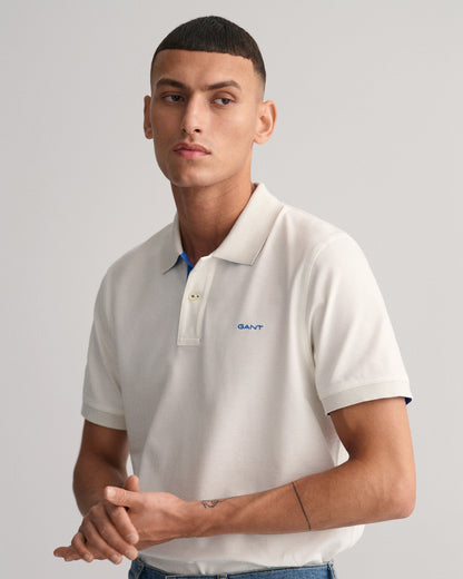 Polo Homme Piqué Contrasté - EGGSHELL 