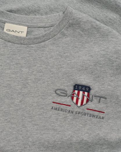 T-shirt brodé Archive Shield pour homme - Gris chiné 