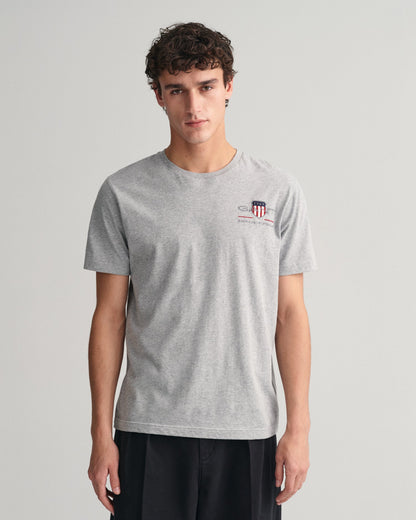 T-shirt brodé Archive Shield pour homme - Gris chiné 