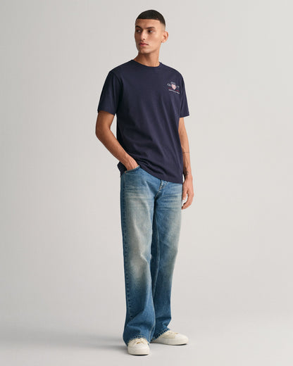 T-shirt homme brodé Archive Shield - BLEU SOIR 