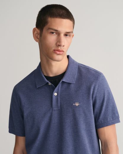 Polo Homme Regular Fit Shield En Piqué - DARK JEANSBLUE MELANGE 