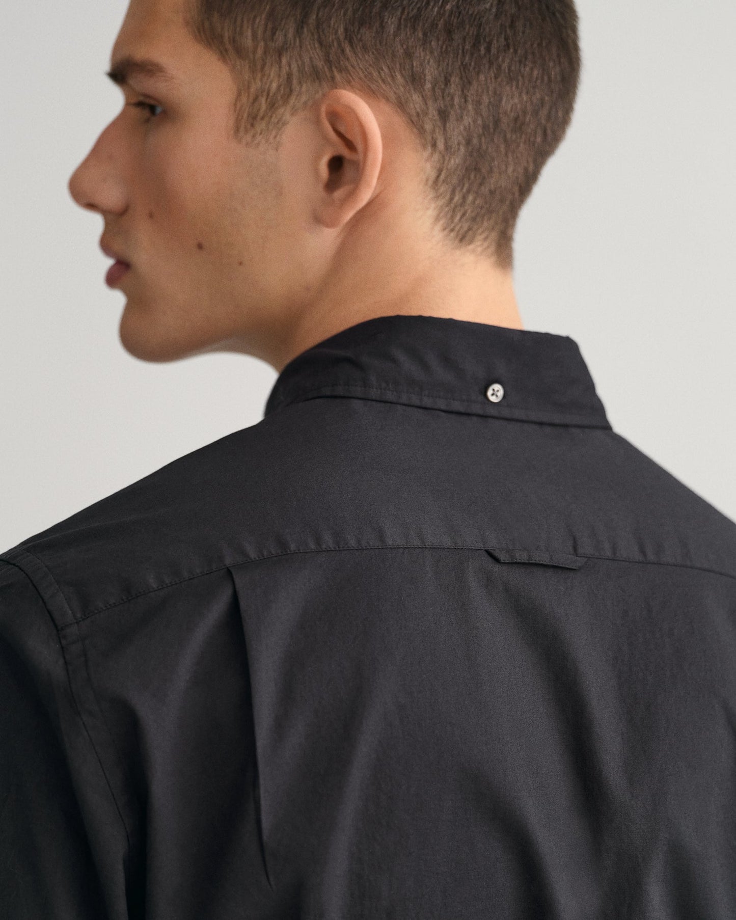 Chemise en popeline coupe slim pour homme - NOIR 