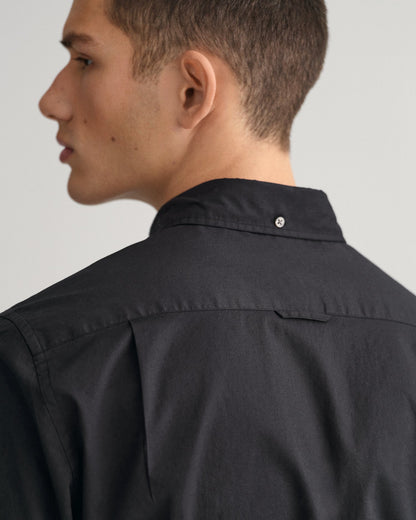Chemise en popeline coupe slim pour homme - NOIR 