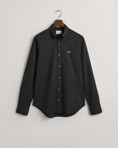 Chemise en popeline coupe slim pour homme - NOIR 