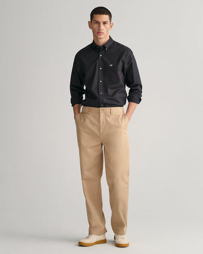 Chemise en popeline coupe slim pour homme - NOIR 
