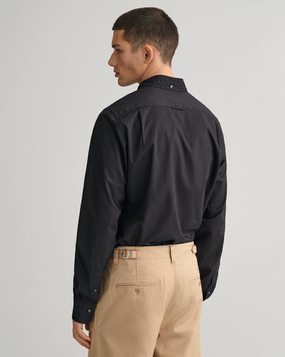 Chemise en popeline coupe slim pour homme - NOIR 