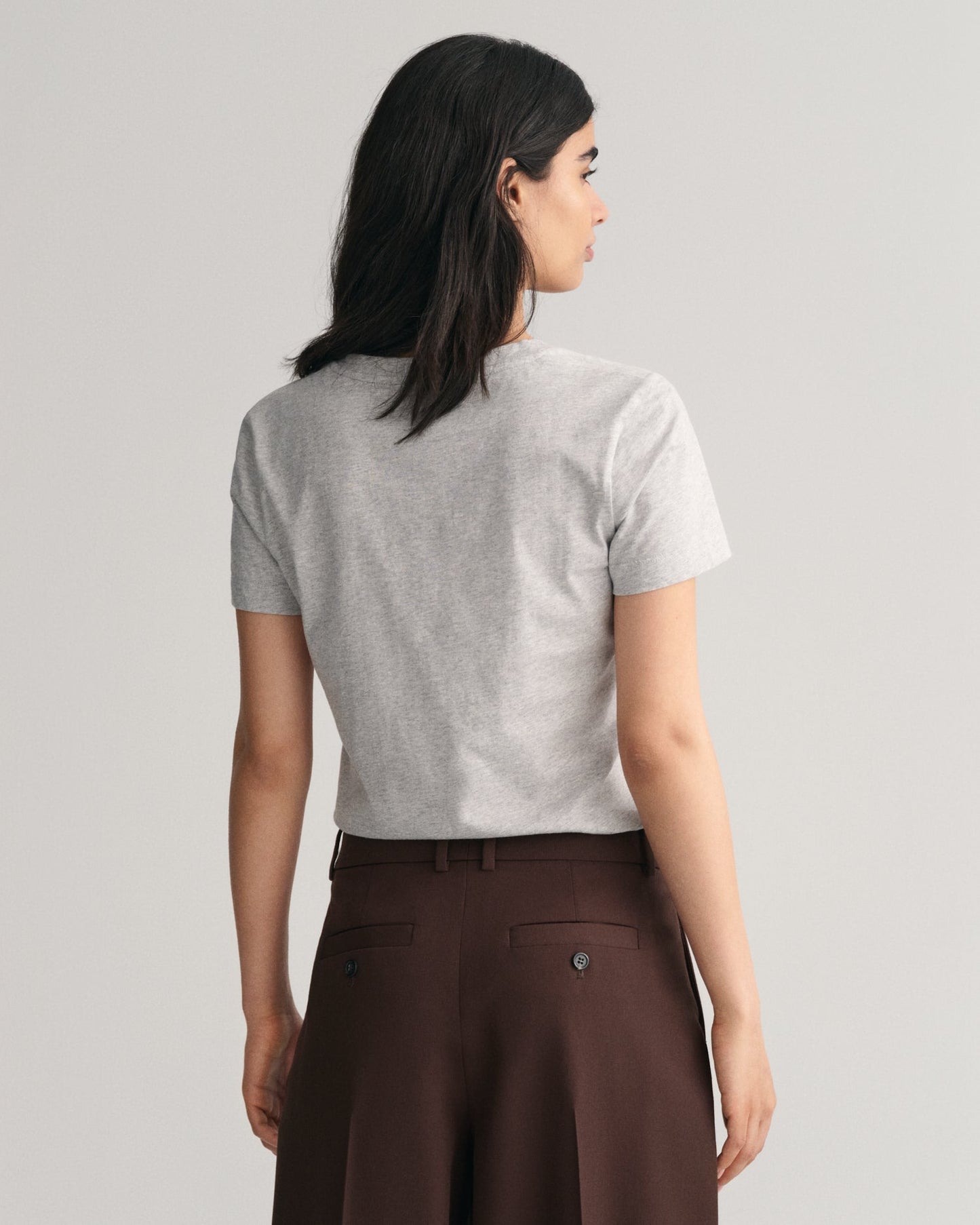T-shirt col V Shield pour femme - GRIS CLAIR MELANGÉ 