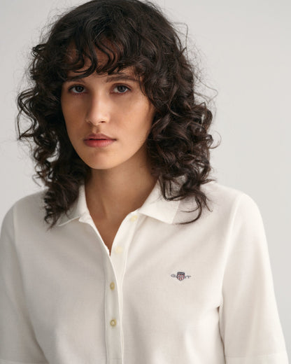 Damen Shield Piqué Poloshirt - EGGSHELL 