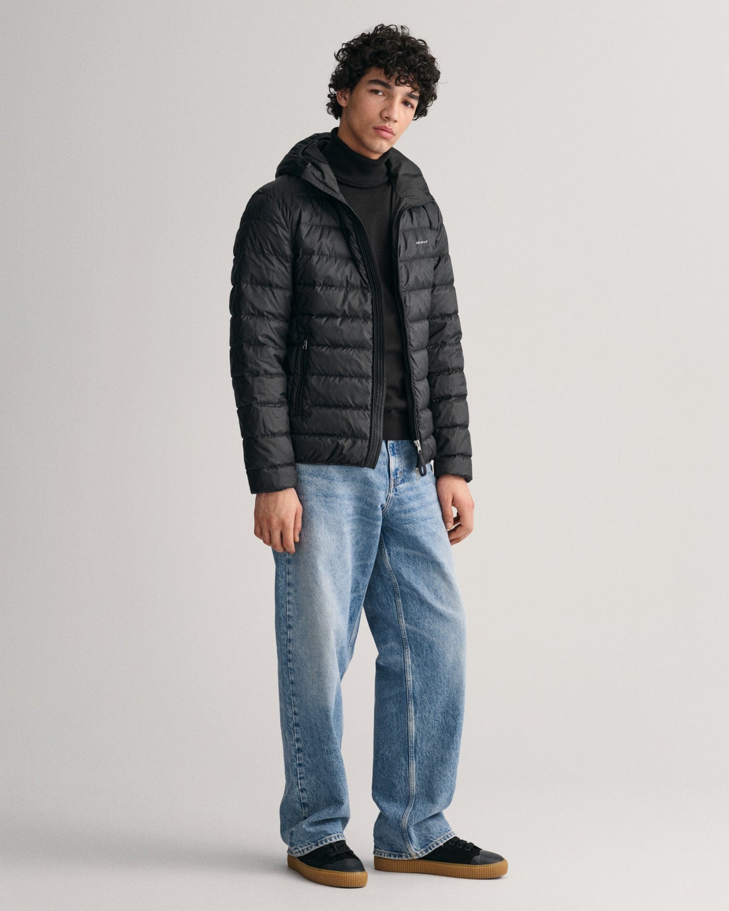 Doudoune légère à capuche pour homme - NOIR 