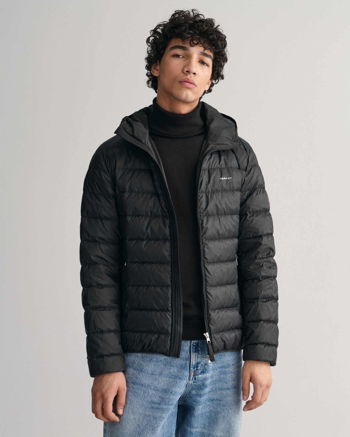 Doudoune légère à capuche pour homme - NOIR 
