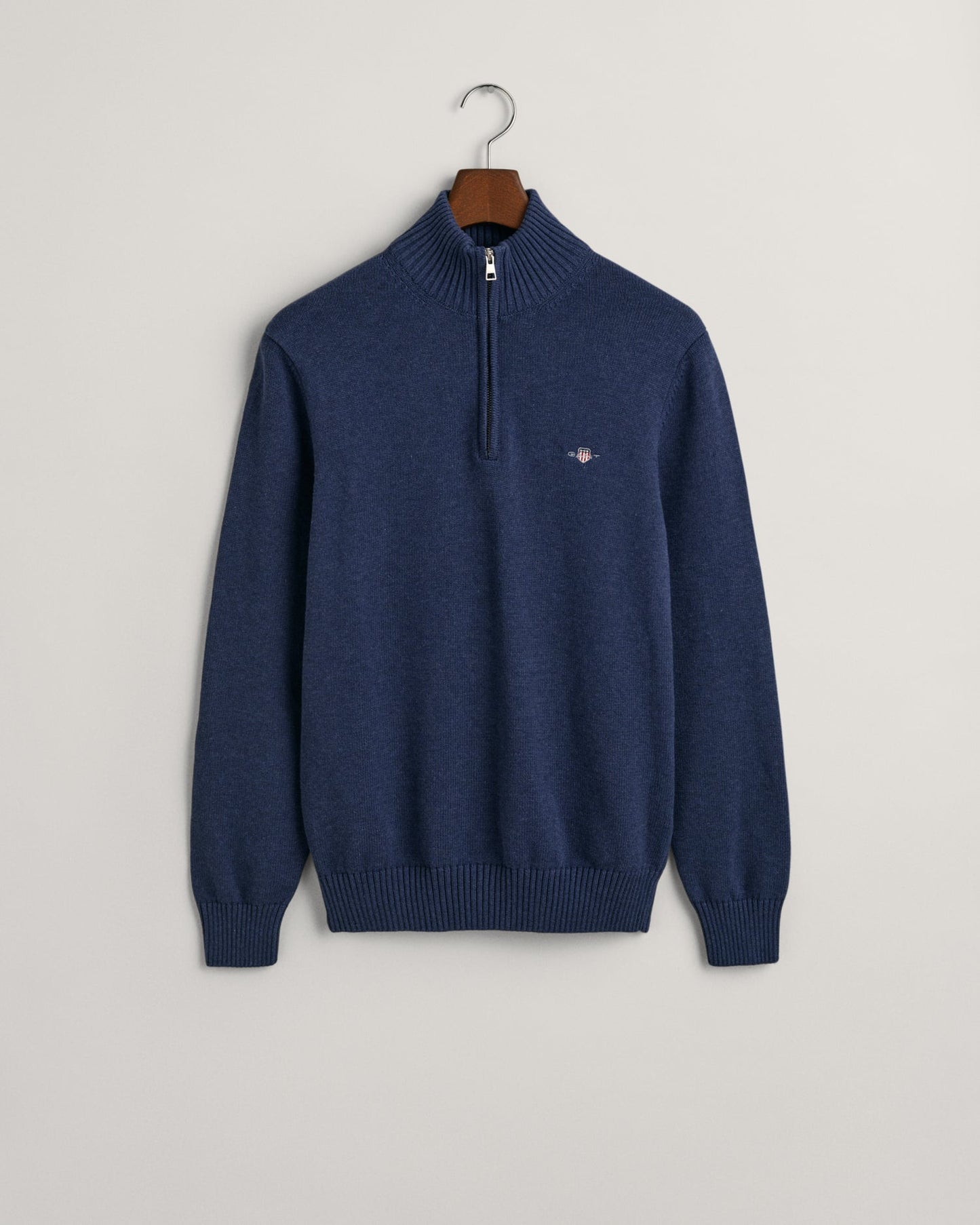 Pull décontracté en coton à demi-zip pour homme - MARINE MELANGE 