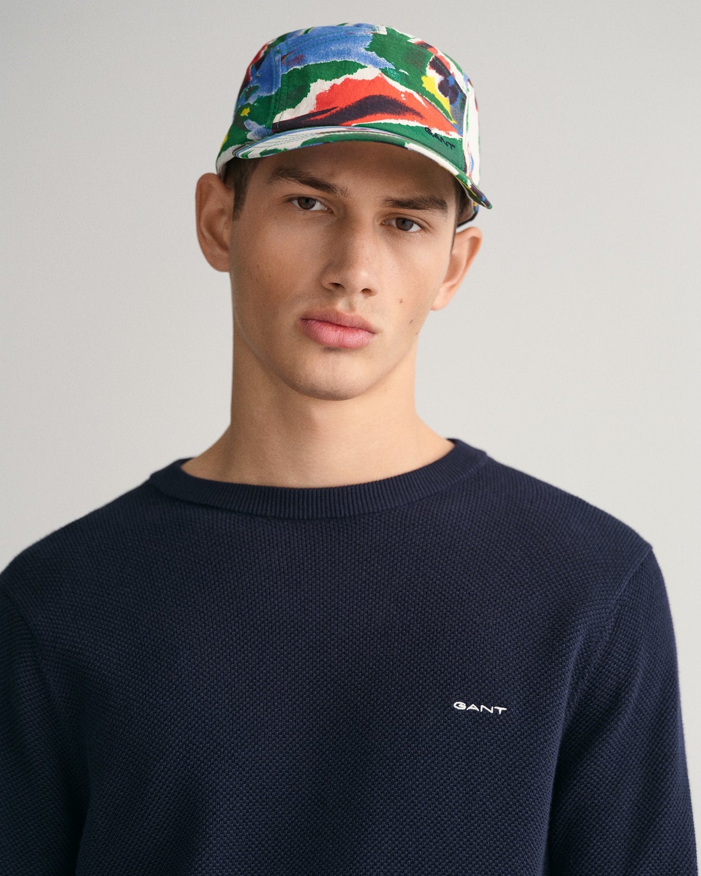 Pull ras du cou en piqué de coton pour homme - BLEU SOIR 