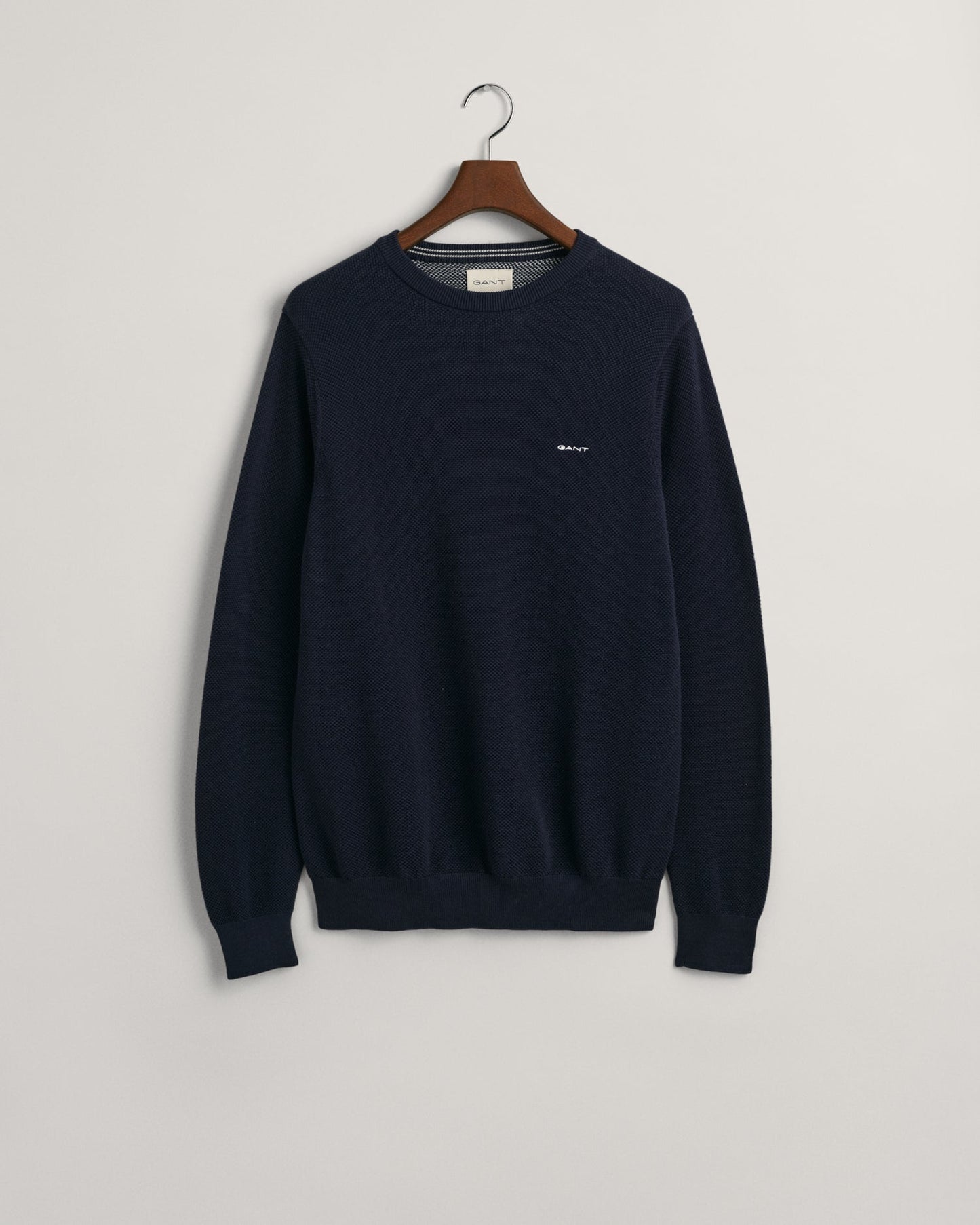 Pull ras du cou en piqué de coton pour homme - BLEU SOIR 