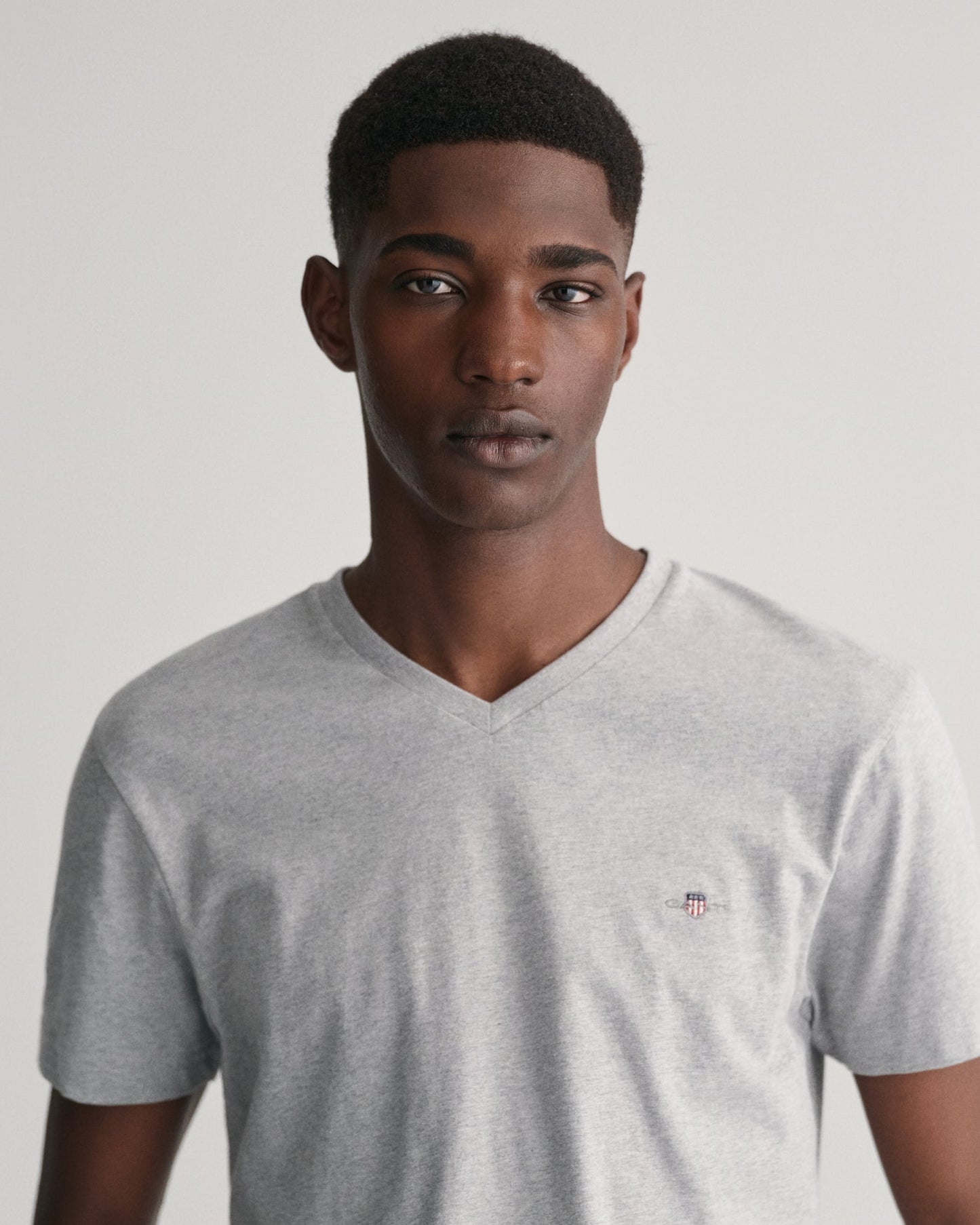 T-shirt slim col V pour homme - Gris chiné 