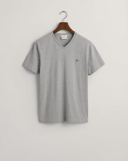 T-shirt slim col V pour homme - Gris chiné 