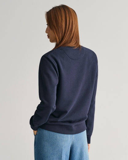 Women's Tonal Shield Crew Neck Sweatshirt - EVENING BLUE