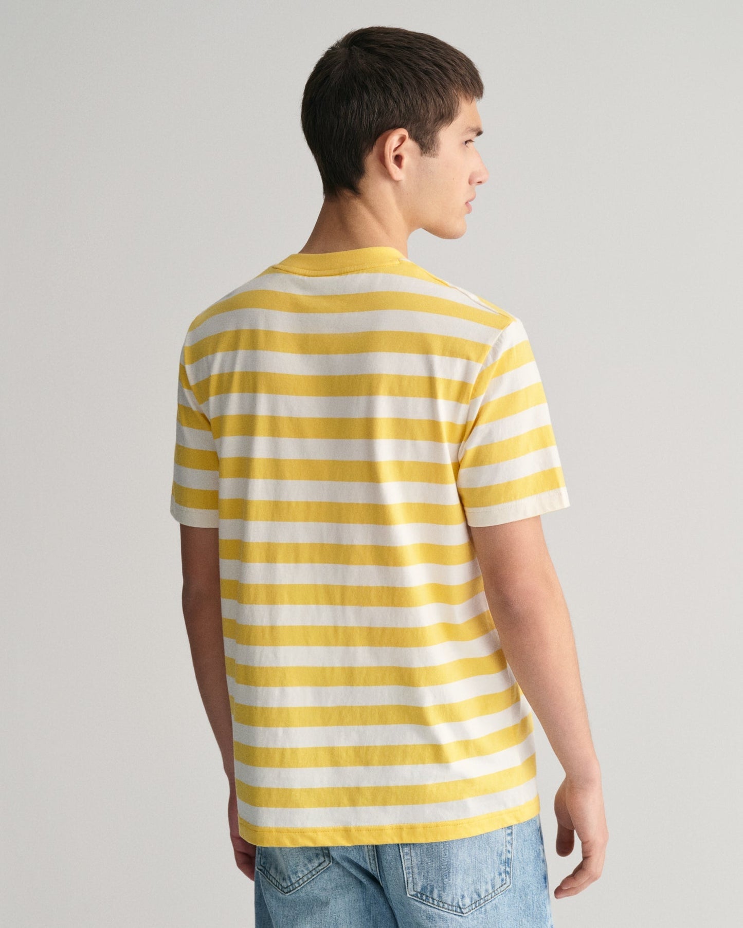 T-shirt à rayures multiples pour homme - Jaune lisse 