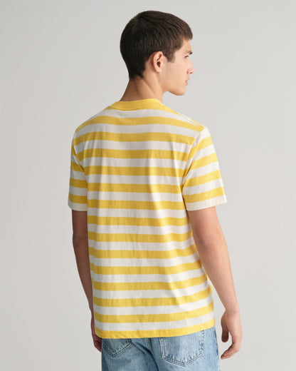 T-shirt à rayures multiples pour homme - Jaune lisse 