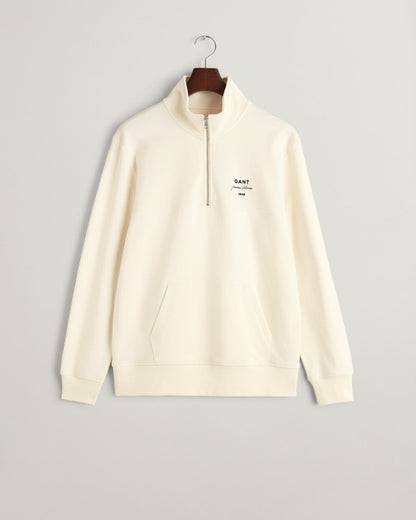 Sweat-shirt demi-zippé à imprimé graphique pour homme - CRÈME 