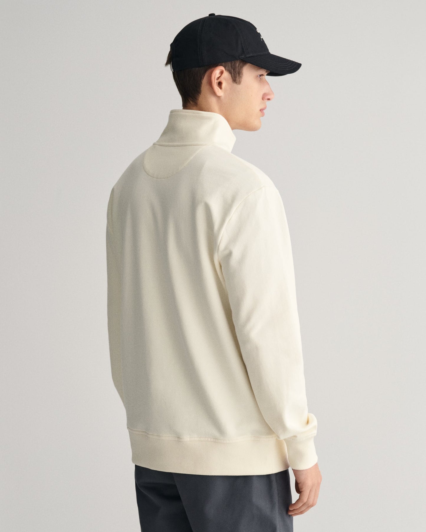 Sweat-shirt demi-zippé à imprimé graphique pour homme - CRÈME 