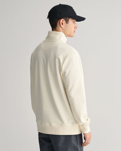Sweat-shirt demi-zippé à imprimé graphique pour homme - CRÈME 