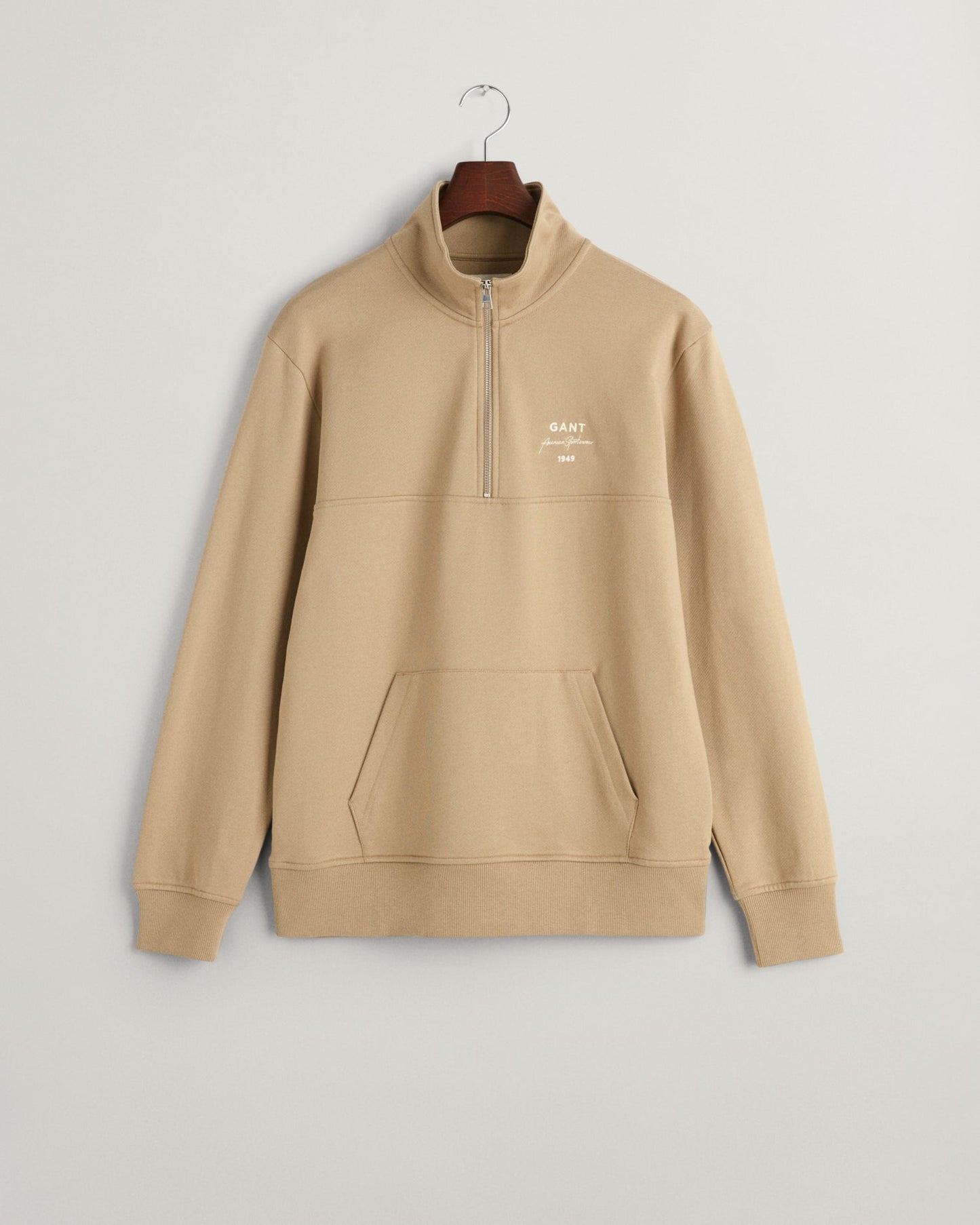 Sweat-shirt demi-zippé à imprimé graphique pour homme - DRIED KHAKI