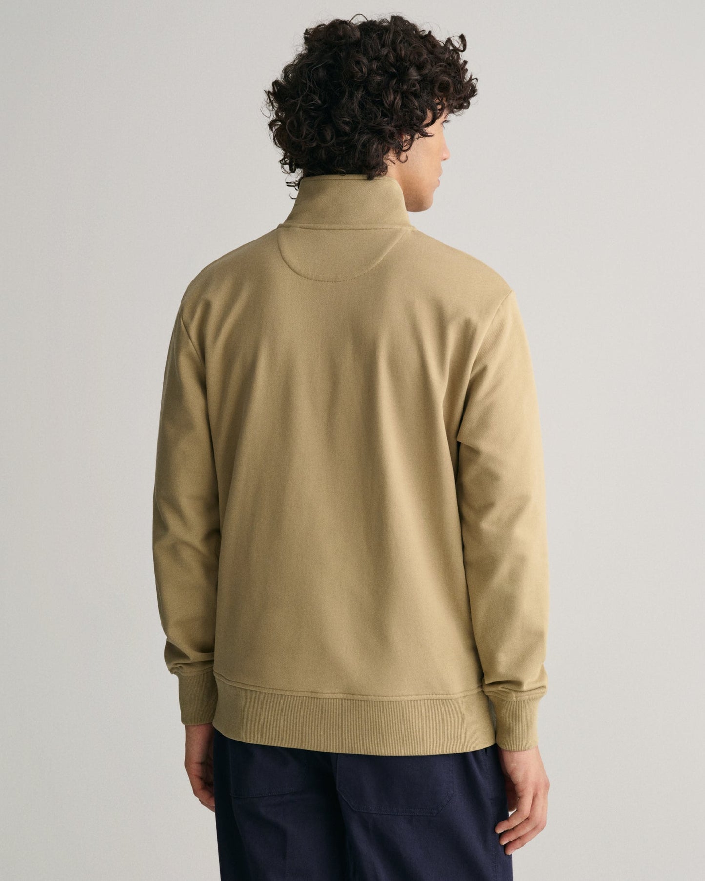 Sweat-shirt demi-zippé à imprimé graphique pour homme - DRIED KHAKI