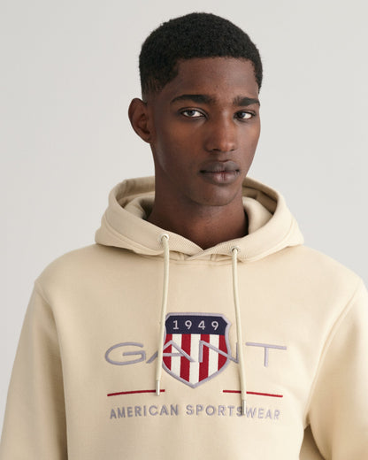 Sweat à capuche Archive Shield pour homme - Beige soyeux 