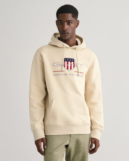 Sweat à capuche Archive Shield pour homme - Beige soyeux 