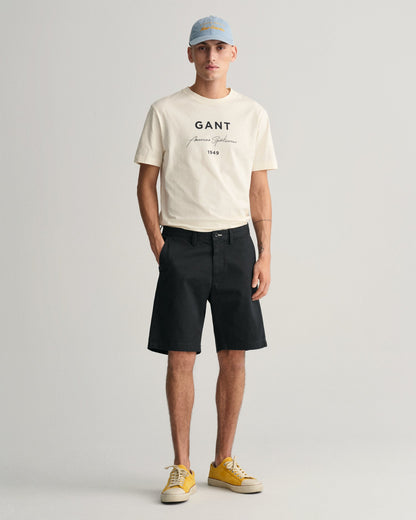 Men's Slim Fit Twill Shorts - BLACK