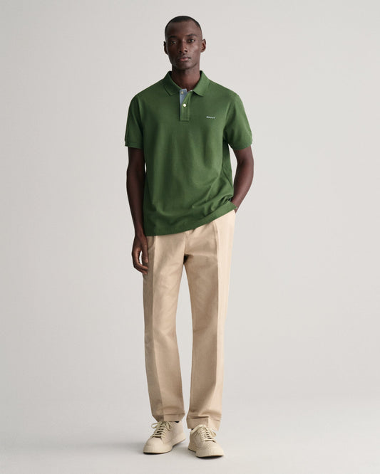 Men's Contrast Piqué Polo Shirt - PINE GREEN