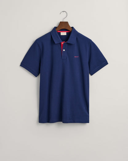 Polo Piqué Contrasté Homme BLEU PERSIEN 