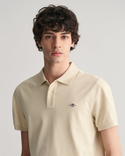 Polo piqué coupe standard pour homme - Beige soyeux 