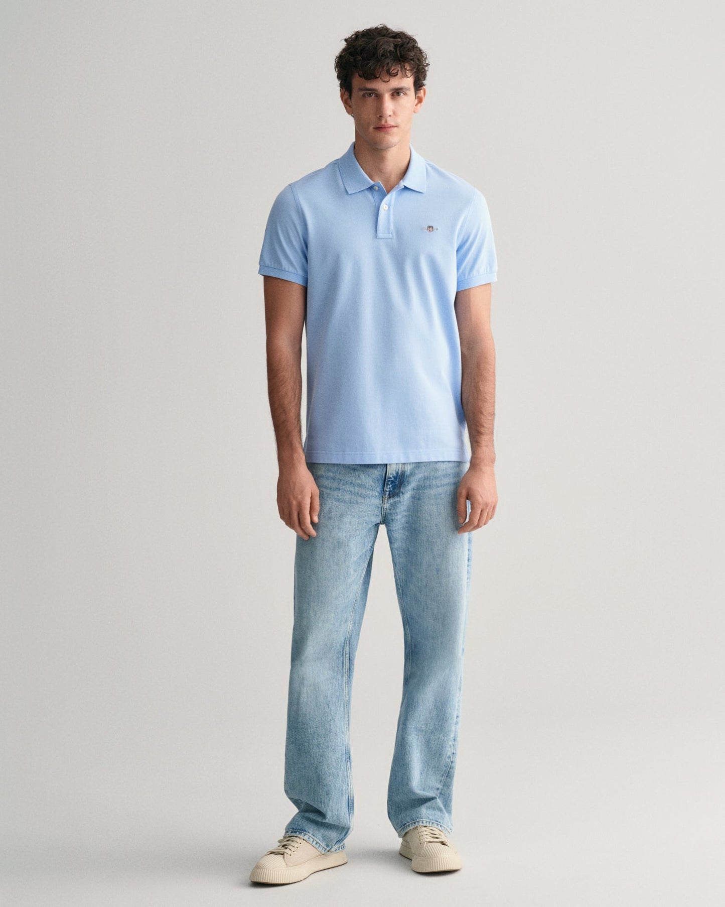 Polo piqué coupe standard pour homme - Bleu Capri 