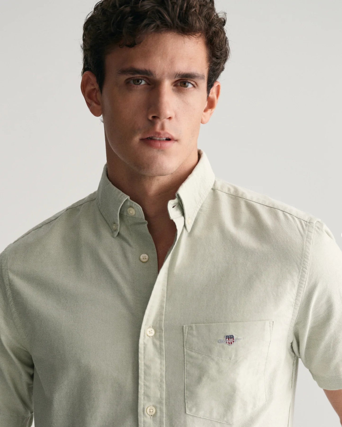 Chemise Oxford à manches courtes pour homme, coupe classique - MILKY MATCHA 