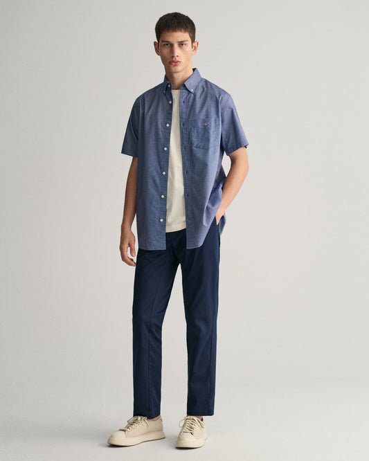 Men's Regular Fit Oxford Short Sleeve Shirt - PERSIAN BLUE