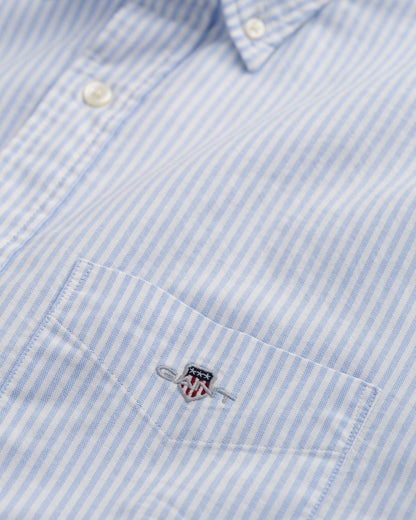 Chemise Oxford à rayures banquier coupe standard pour homme - BLEU CLAIR 