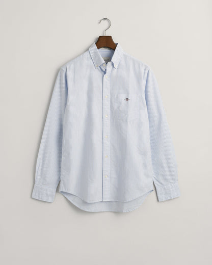 Chemise Oxford à rayures banquier coupe standard pour homme - BLEU CLAIR 