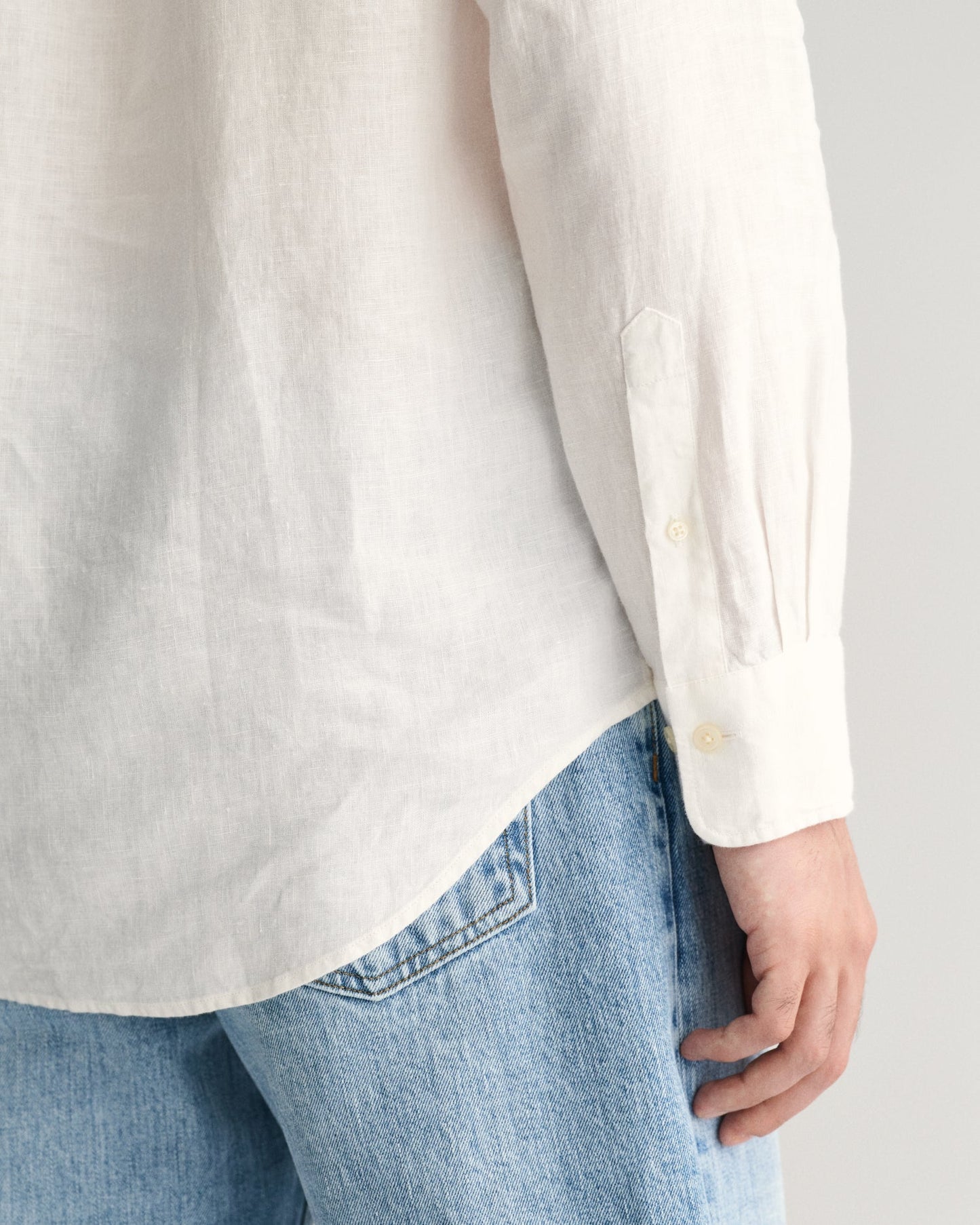 Chemise en lin coupe standard pour homme - BLANC 